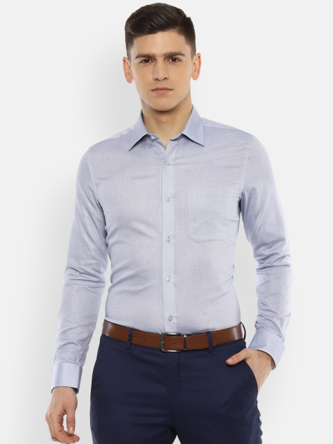 

Louis Philippe Men Blue Slim Fit Self Design Pure Cotton Formal Shirt