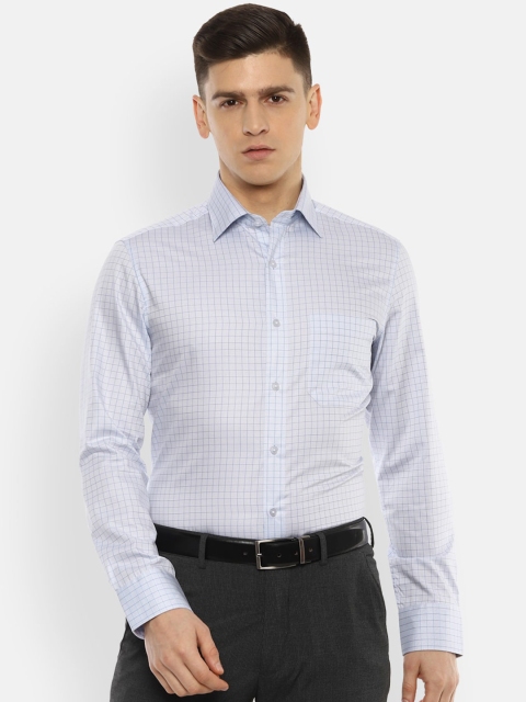 

Louis Philippe Men Blue Grid Tattersall Checks Checked Cotton Formal Shirt