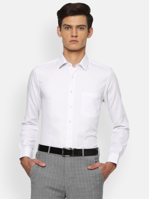 

Louis Philippe Men White Slim Fit Striped Pure Cotton Formal Shirt