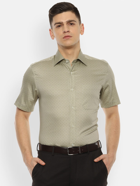 

Louis Philippe Men Khaki Printed Formal Shirt