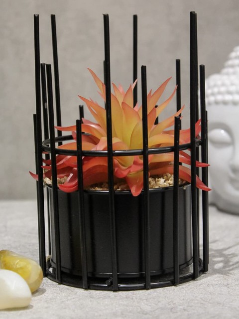 

PolliNation Red & Green Artificial Succulent Plant With Metallic Pot