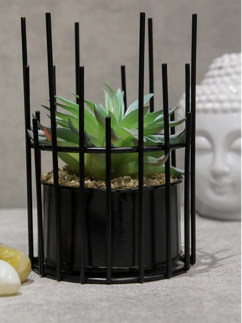 

PolliNation Green & Black Artificial Bonsai Plant With Metallic Pot