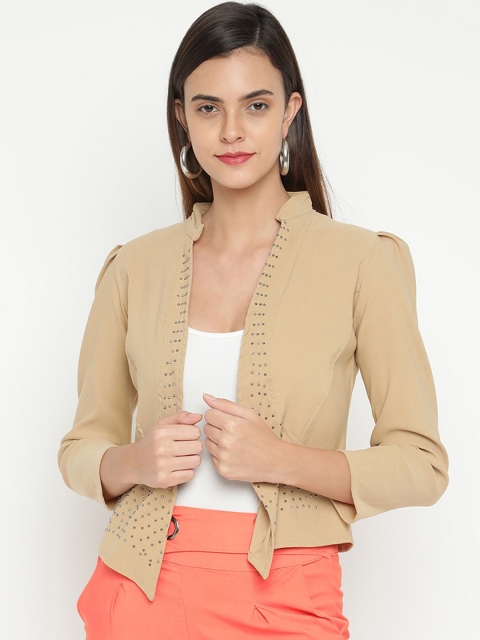 

V2 Value & Variety Women Beige Cotton Embellished Blazer