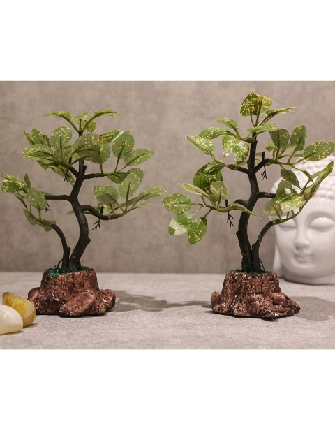 

PolliNation Set Of 2 Green Artificial Bonsai With Pot