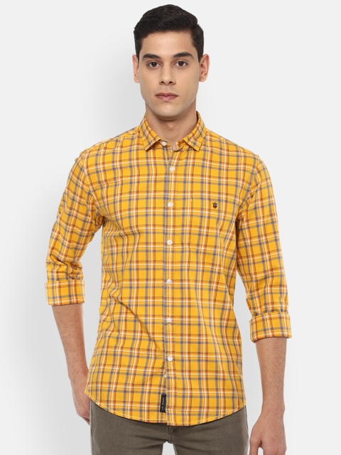 

Louis Philippe Jeans Men Yellow Slim Fit Checked Casual Shirt