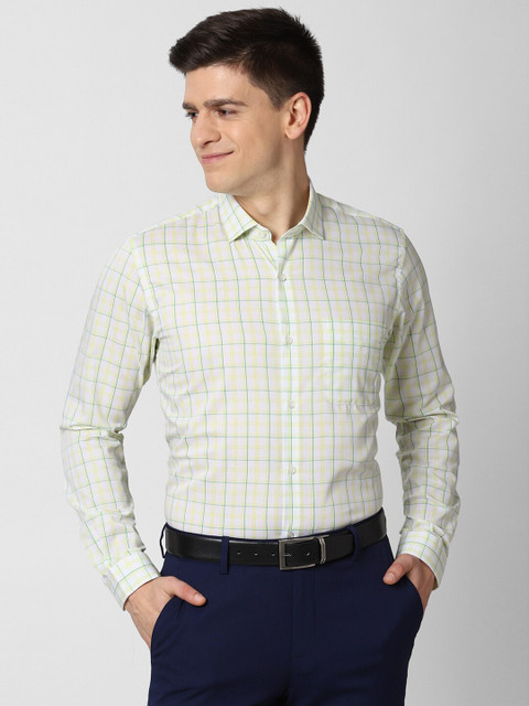

Peter England Men White Tartan Checked Formal Shirt