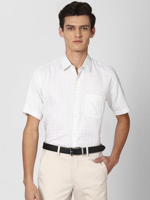 

Peter England Men White Regular Fit Checked Cotton Casual Shirt
