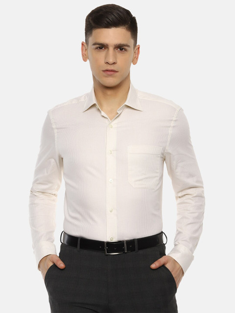 

Louis Philippe Gods & Kings Men Cream-Coloured Horizontal Stripes Striped Formal Shirt
