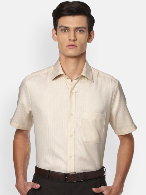 

Louis Philippe Men Beige Striped Formal Shirt