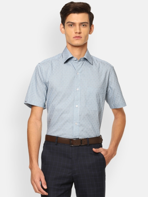 

Louis Philippe Men Blue Regular Fit Printed Pure Cotton Formal Shirt