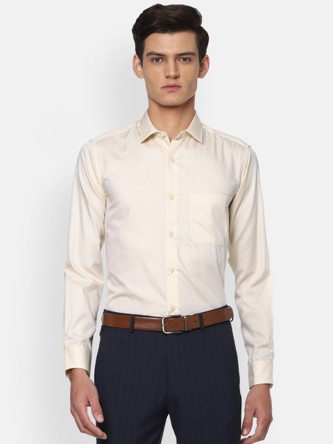 

Louis Philippe Men Cream-Coloured Slim Fit Self Design Pure Cotton Casual Shirt