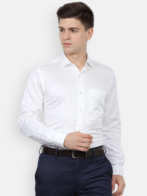 

Louis Philippe Men White Slim Fit Floral Printed Formal Shirt