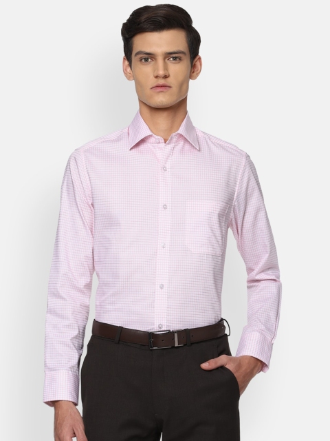 

Louis Philippe Men Pink Checked Formal Shirt