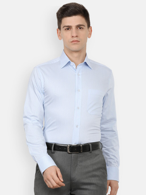 

Louis Philippe Men Blue Striped Formal Shirt