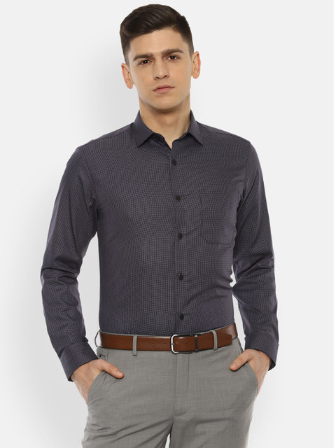

Louis Philippe Men Grey Slim Fit Printed Formal Shirt