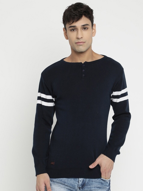 

V2 Value & Variety Men Navy Blue & White Pullover