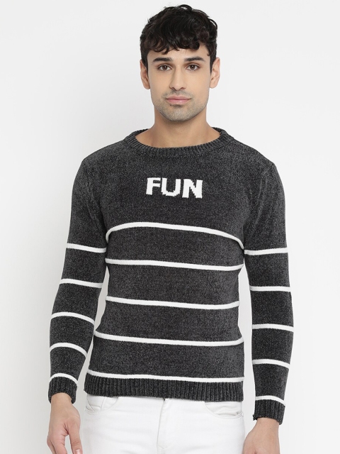 

V2 Value & Variety Men Grey & White Striped Pullover