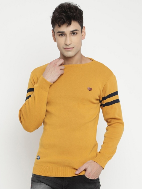 

V2 Value & Variety Men Mustard & Black Striped Pullover