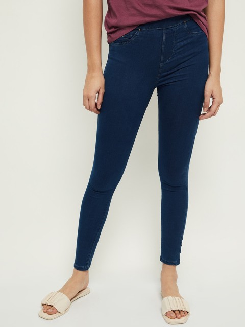 

max Women Blue Solid Jeggings