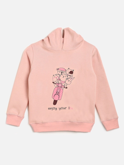 

YK Girls Cream-Coloured Printed Hooded Sweatshirt