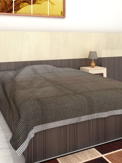 

Athom Trendz Grey & White Printed Pure Cotton Single Bed Cover