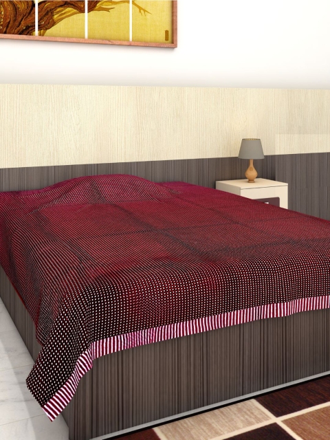 

Athom Trendz Maroon & Black Striped 160 TC Pure Cotton Single Bedsheet