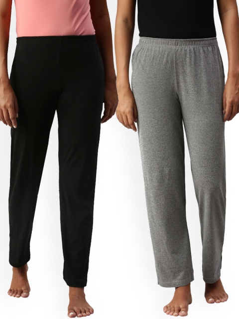 

NOT YET by us Black & Grey Pack Of 2 Mid-Rise Lounge Pants