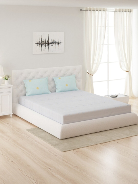 

Monte Carlo Grey & Turquoise Blue Striped 200 TC Queen Bedsheet with 2 Pillow Covers