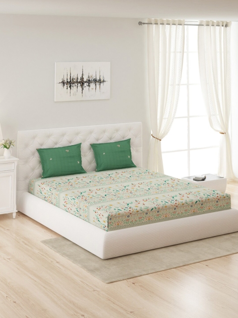 

Monte Carlo Multicolor Printed 210 TC Cotton Double Bedsheet with 2 Pillow Cover, Green