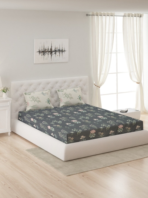 

Monte Carlo Multicolor Printed 210 TC Cotton Double Bedsheet with 2 Pillow Cover, Grey