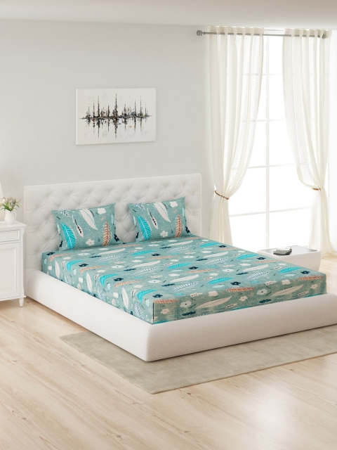 

Monte Carlo Green & White Floral 300 GSM Queen Bedsheet with 2 Pillow Covers
