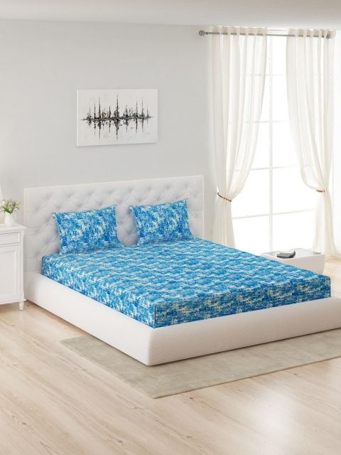 

Monte Carlo Blue & White Floral 300 GSM Queen Bedsheet with 2 Pillow Covers