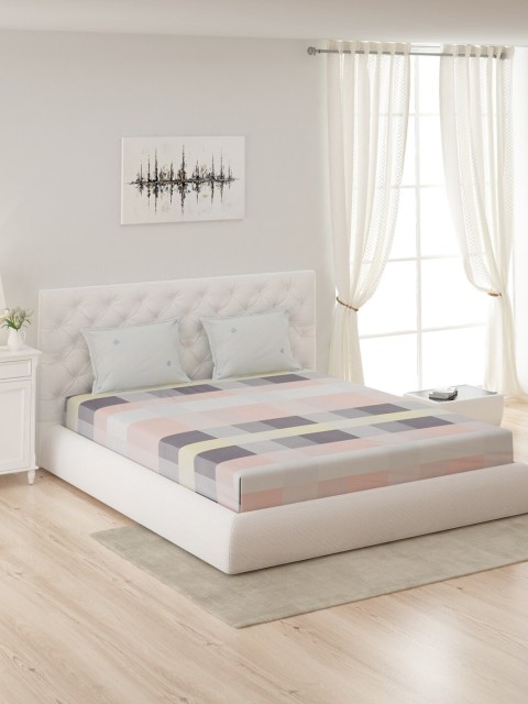 

Monte Carlo Grey & Yellow Geometric 210 TC Cotton King Bedsheet with 2 Pillow Covers