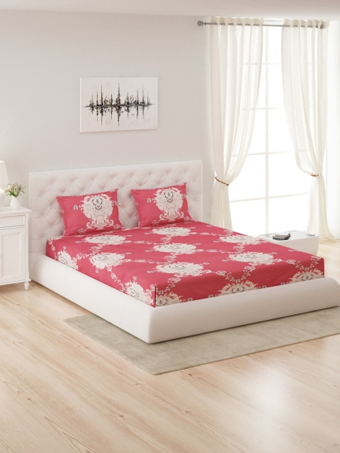 

Monte Carlo Pink Ethnic Motifs Printed 130 GSM Queen Bedsheet with 2 Pillow Cover