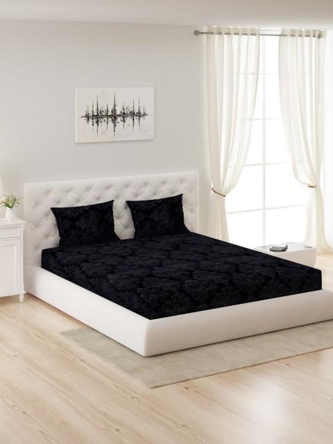 

Monte Carlo Black Ethnic Motifs 300 GSM Queen Bedsheet with 2 Pillow Covers
