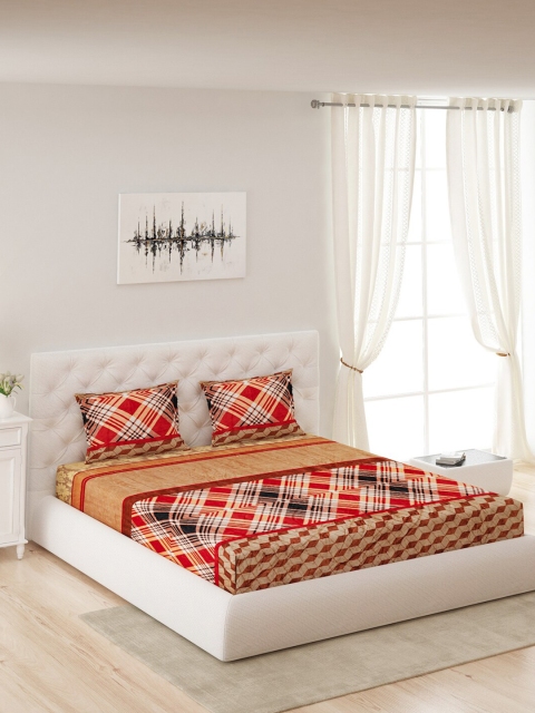 

Monte Carlo Red Geometric Printed 300 GSM Queen Bedsheet with 2 Pillow Cover
