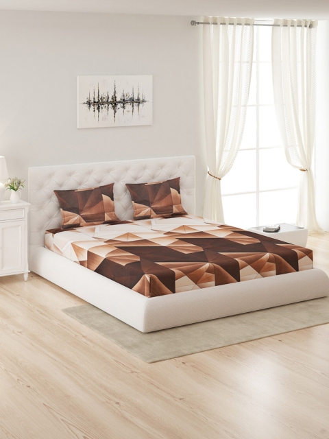 

Monte Carlo Brown & Beige Geometric 130 GSM Queen Bedsheet with 2 Pillow Covers