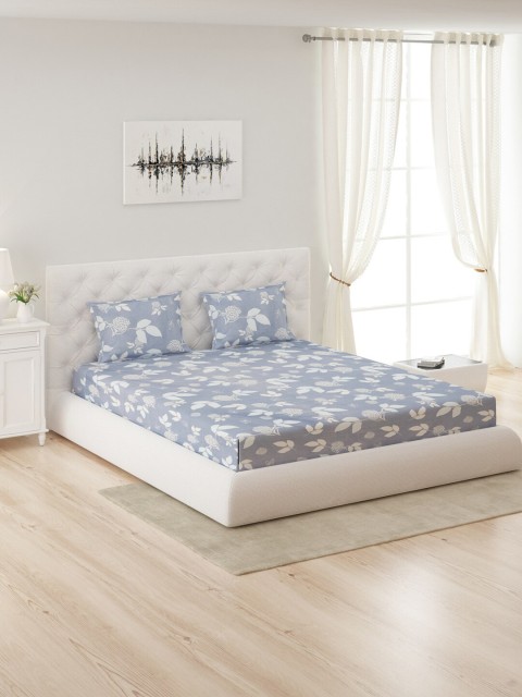 

Monte Carlo Blue & White Floral 130 GSM Queen Bedsheet with 2 Pillow Covers