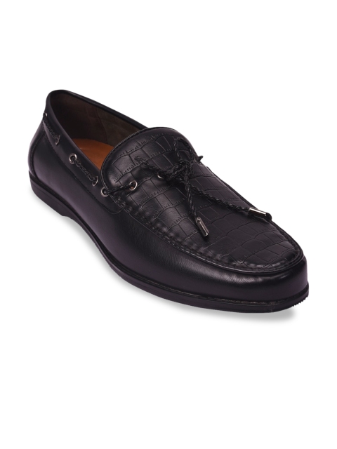 

Pavers England Men Black Textured Formal Loafers