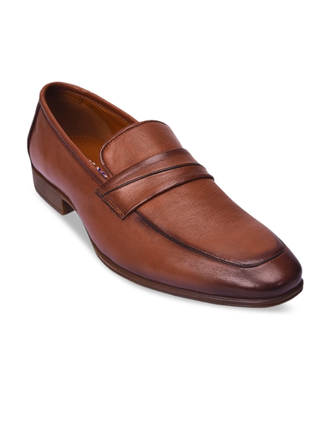 

Pavers England Men Tan-Brown Solid Leather Formal Loafers