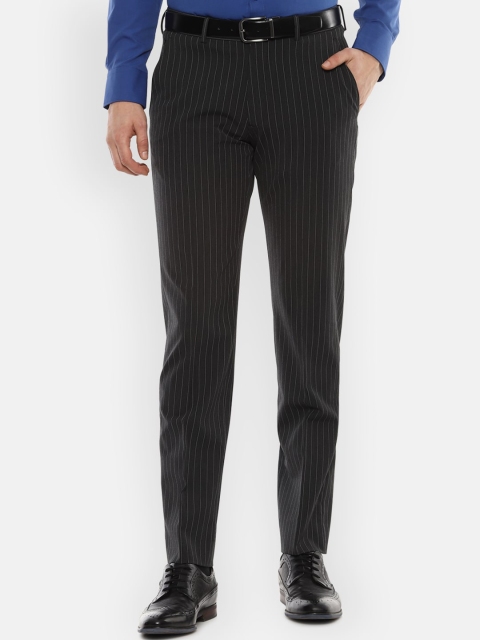 

Louis Philippe Men Black Striped Trousers