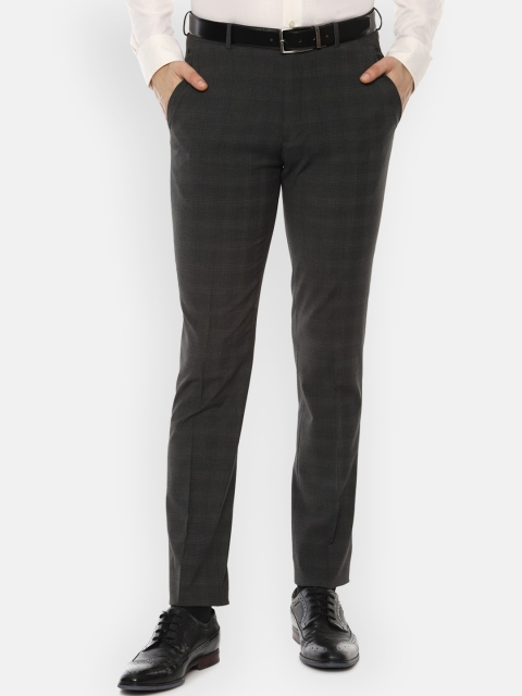 

Louis Philippe Permapress Men Grey Checked Slim Fit Trousers