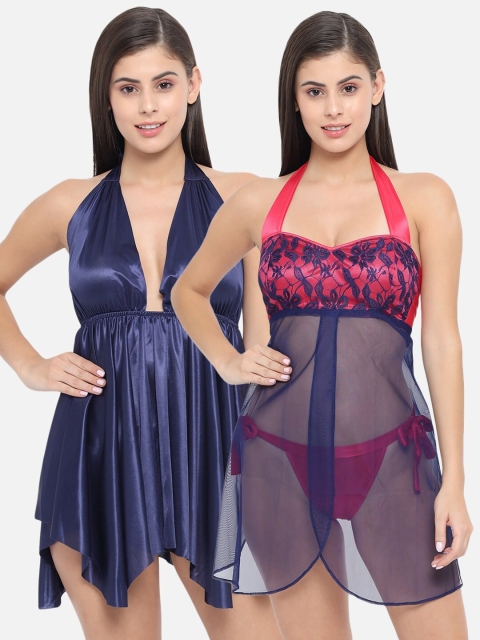 

Klamotten Red & Blue Pack Of 2 Babydoll Nightdress
