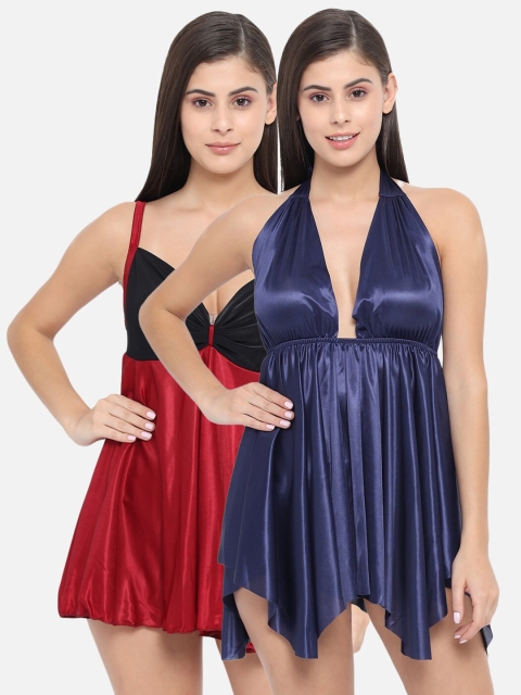 

Klamotten Pack Of 2 Maroon & Blue Baby Doll