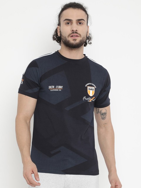 

V2 Value & Variety Men Navy Blue Typography Pure Cotton T-shirt