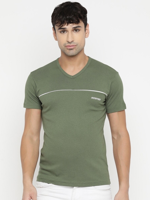 

V2 Value & Variety Men Olive Green V-Neck T-shirt