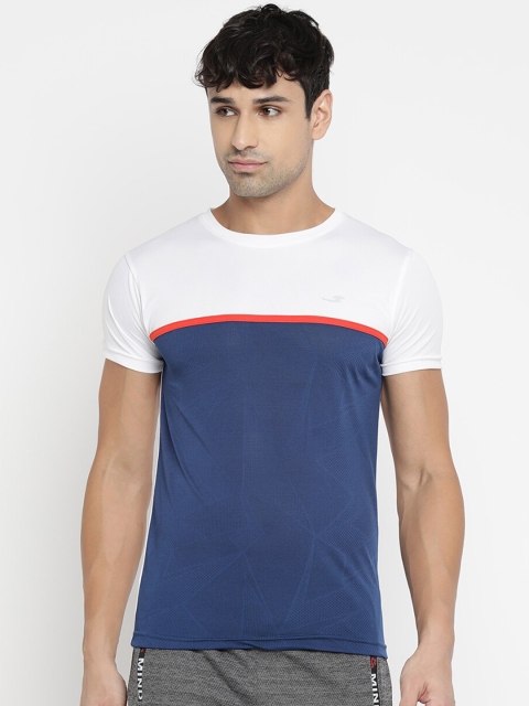 

V2 Value & Variety Men White & Blue Colourblocked T-shirt