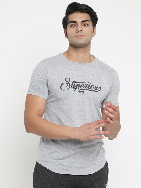 

V2 Value & Variety Men Grey Melange Typography Printed Pure Cotton T-shirt