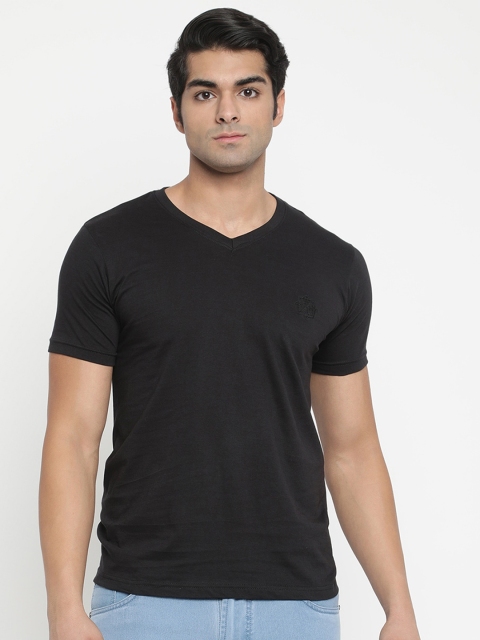 

V2 Value & Variety Men Black V-Neck Pure Cotton T-shirt