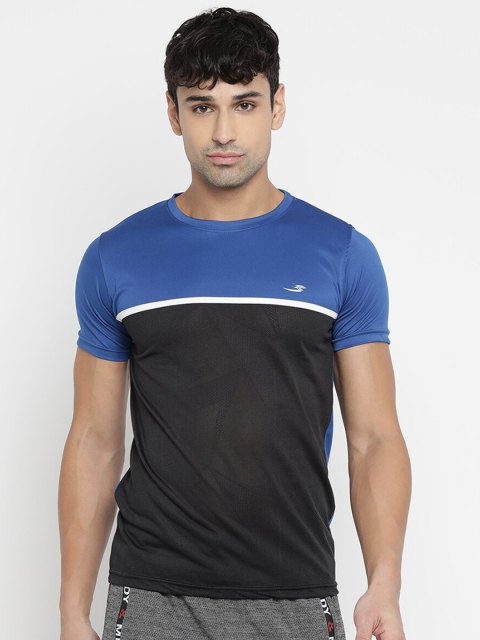 

V2 Value & Variety Men Blue & Black Colourblocked T-shirt